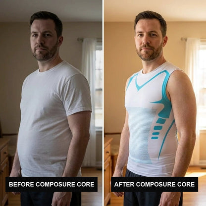 Before and after wearing Composure Core in white